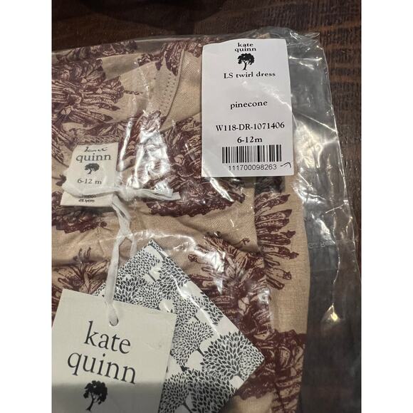 NWT Kate Quinn Pinecone Long Sleeve Twirl Dress Bamboo 6-12m - Picture 2 of 2